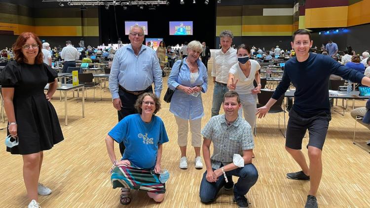 Die Freiburger Delegierten beim Landesparteitag in der Messe Stuttgart